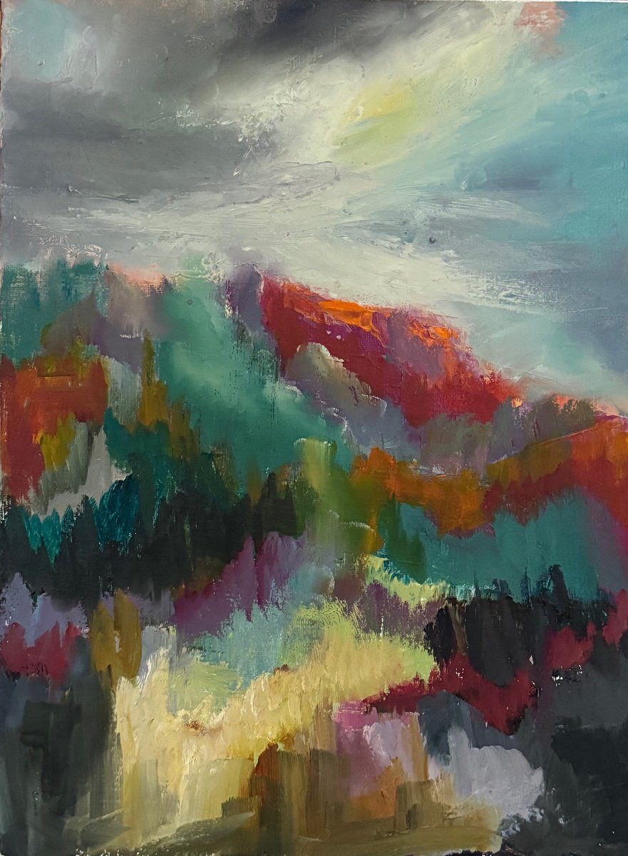 Organic Abstract Oil Painting By Lola Jovan, 12 X 16", Study Is Exaltation Vii, Original Artwork