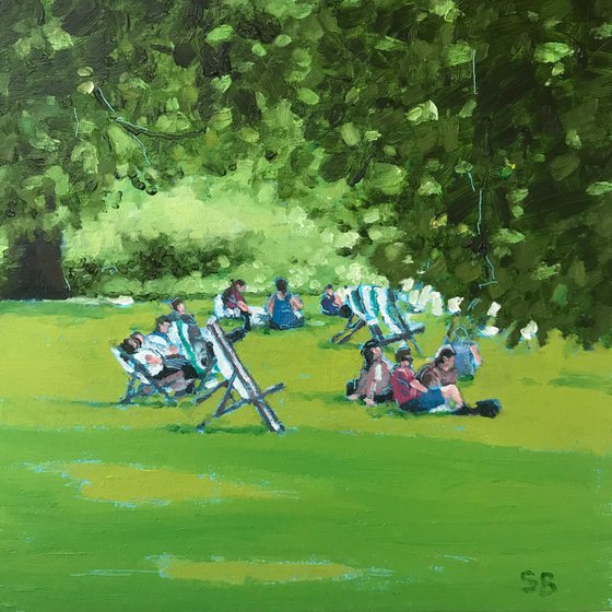 Deckchairs in Hyde park.