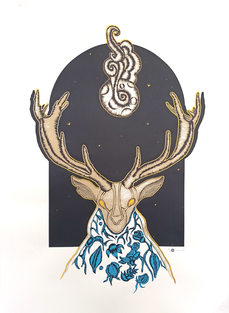 Illustrative Screenprint , The Guardian Of The Night: King By Mine Okur, 28 X 39, Artwork For Sale On Artfinder
