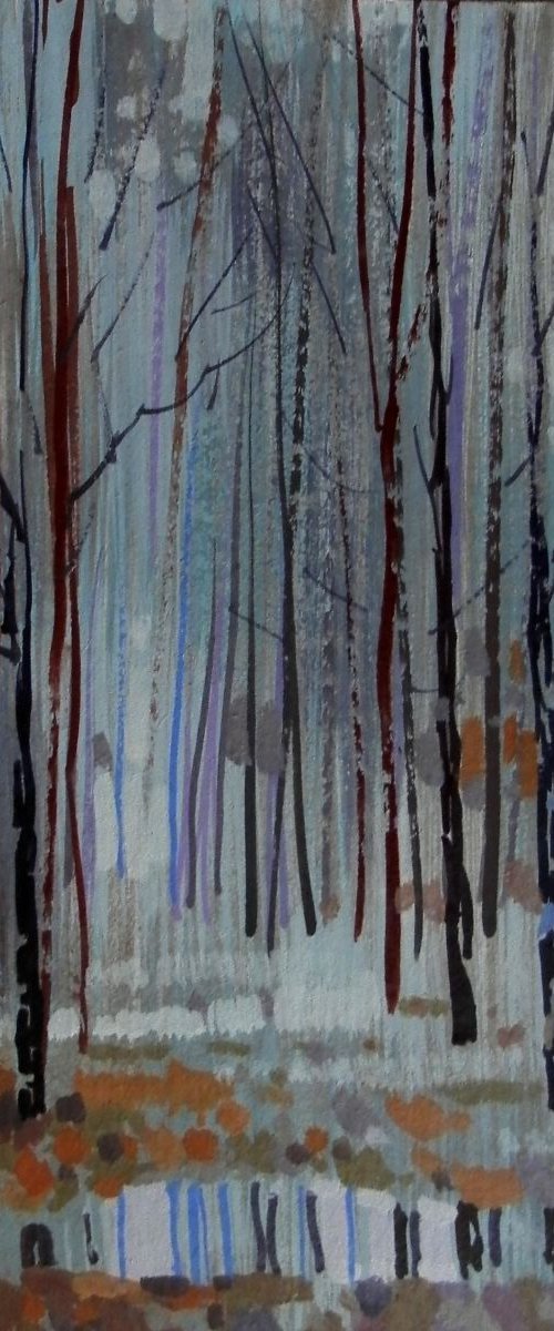 Silver Forest, original painting 30x19 cm by Sergey  Kachin