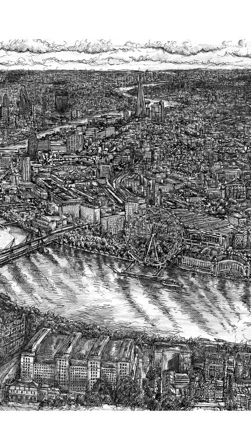 London Panoramic Drawing by Ewen Macaulay