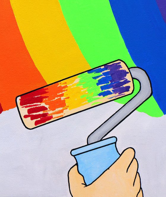 Paint A Rainbow Pop Art Painting on Canvas