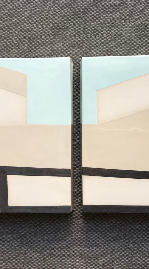 Constructivist landscape ( in paar, 2pcs.) by Sandor Somogyi