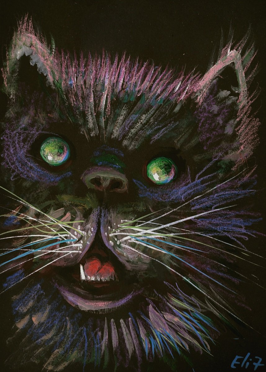 Expressive Animal Painting By Elisheva Nesis, 9 X 13, Katz, Original Artwork