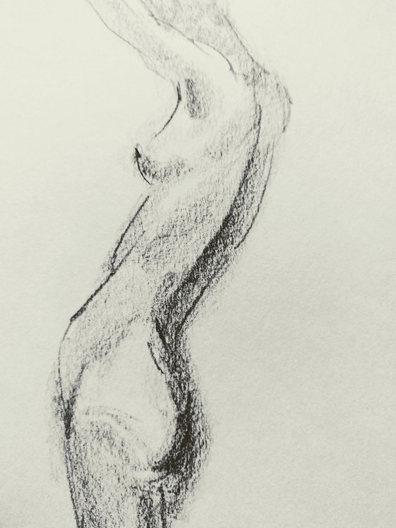 Nude figure. Imagination. Original nude drawing.