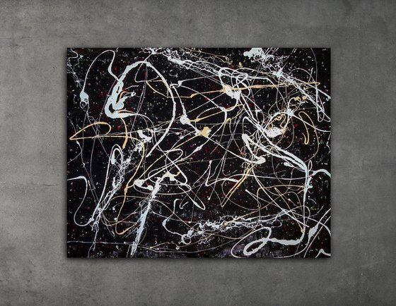 VOK N-11 (XXL) (H)96x(W)120 Multiple orientations Jackson Pollock style abstract painting