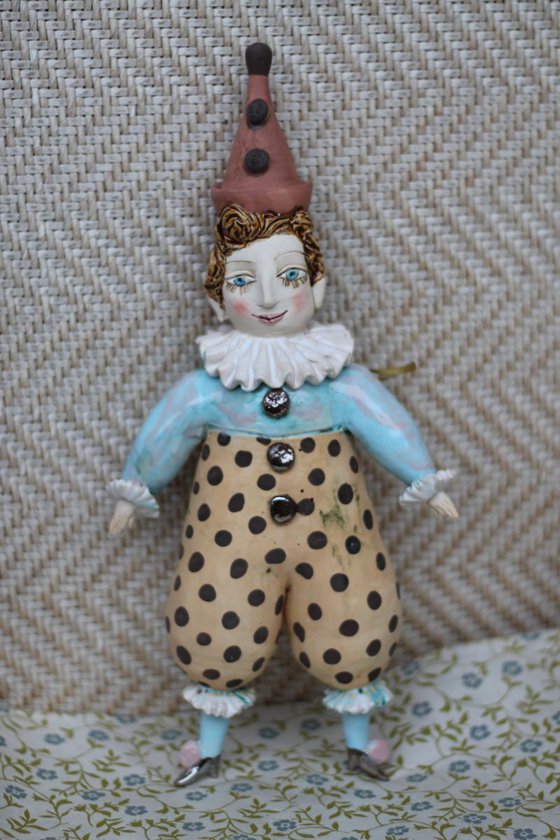 Pierrot with dotted pants, wall object by Elya Yalonetski