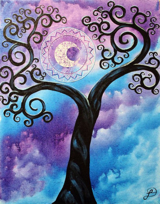 Untitled - 229 Moon mandala and tree
