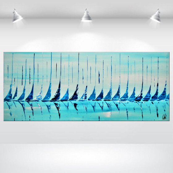 Rainy Days - Abstract Seascape - Acrylic Painting - Canvas Art- Blue Wall Art