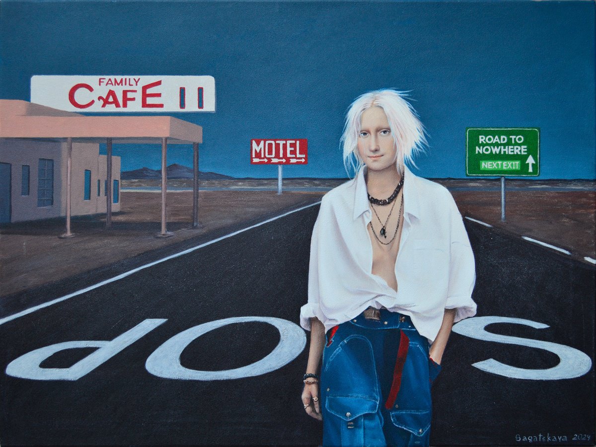 Photorealistic Portrait Acrylic Painting By Nataliya Bagatskaya, 31 X 24", Stop!.., Original Artwork