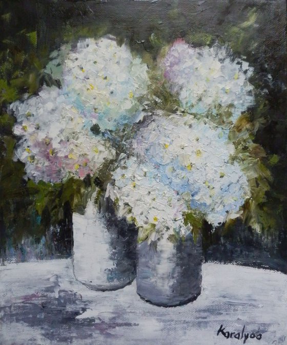 Still life with hydrangeas