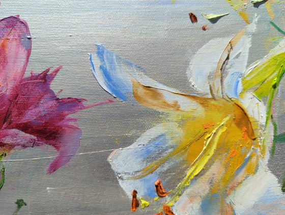 Lilies on silver