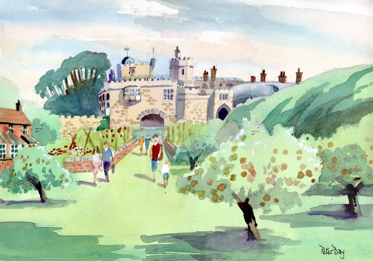 Impressionistic Landscape Watercolour By Peter Day, 17 X 13", Walmer Castle, Original Artwork