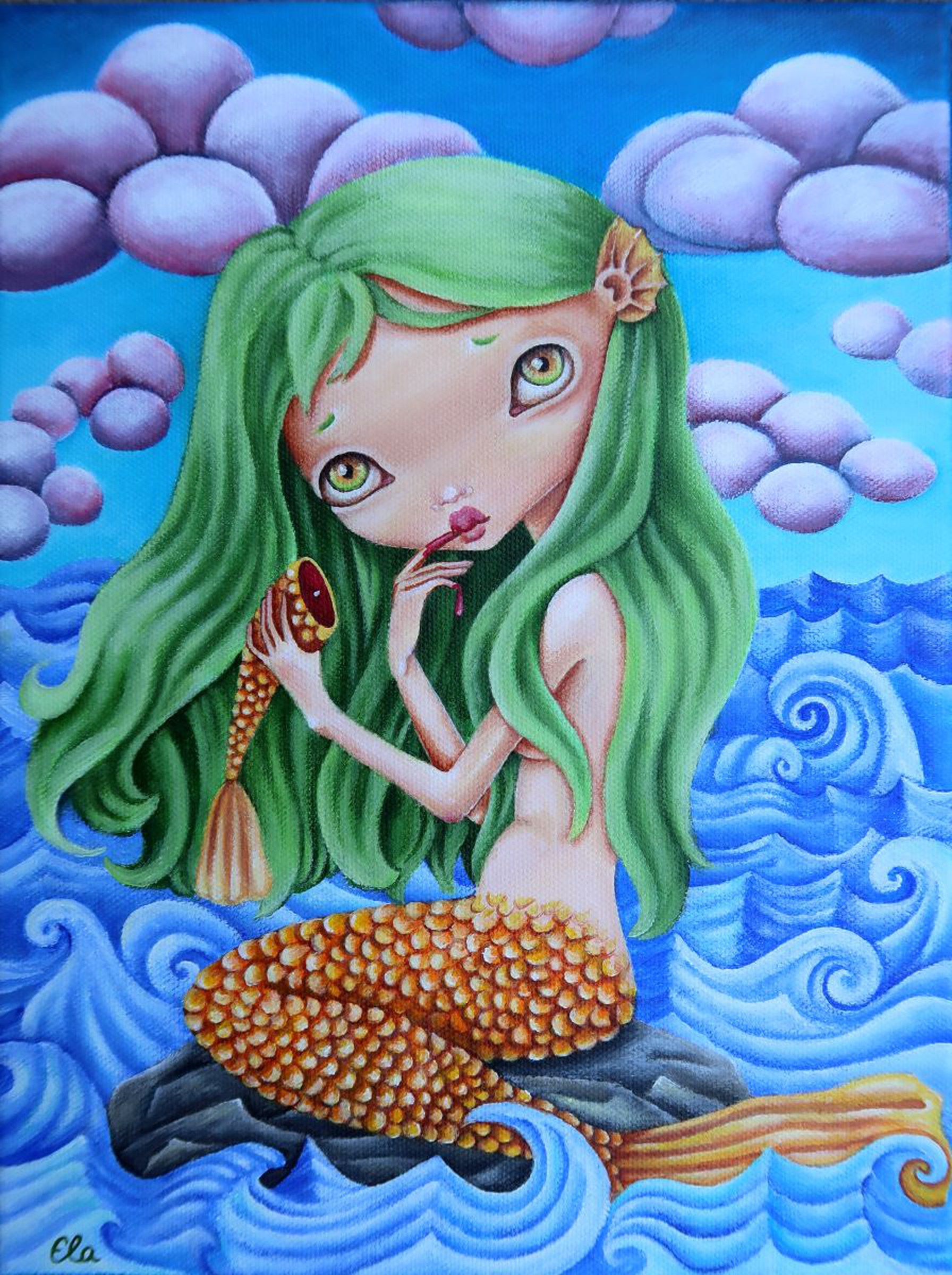 The Little Mermaid Acrylic Painting By Ela Tell Artfinder