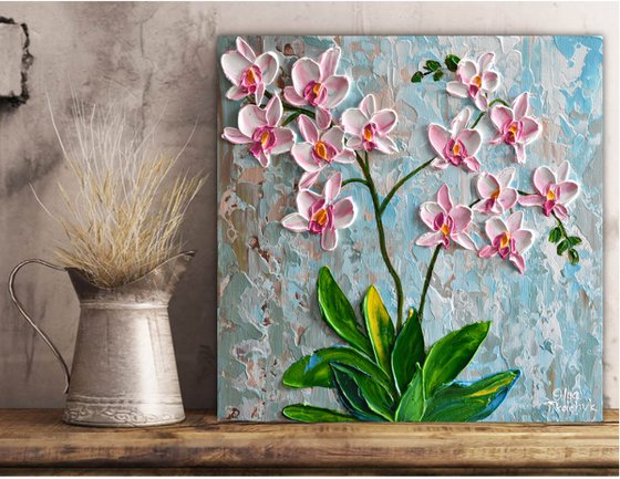 Pink Orchid IV - Impasto Flowers