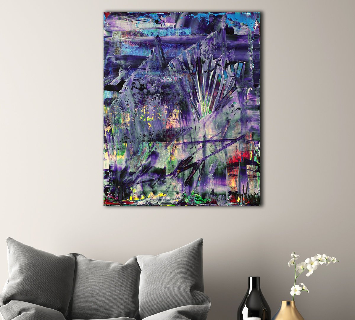 Abstract Acrylic Painting By Nestor Toro, 16 X 20", Lustrous Terrain, Original Artwork