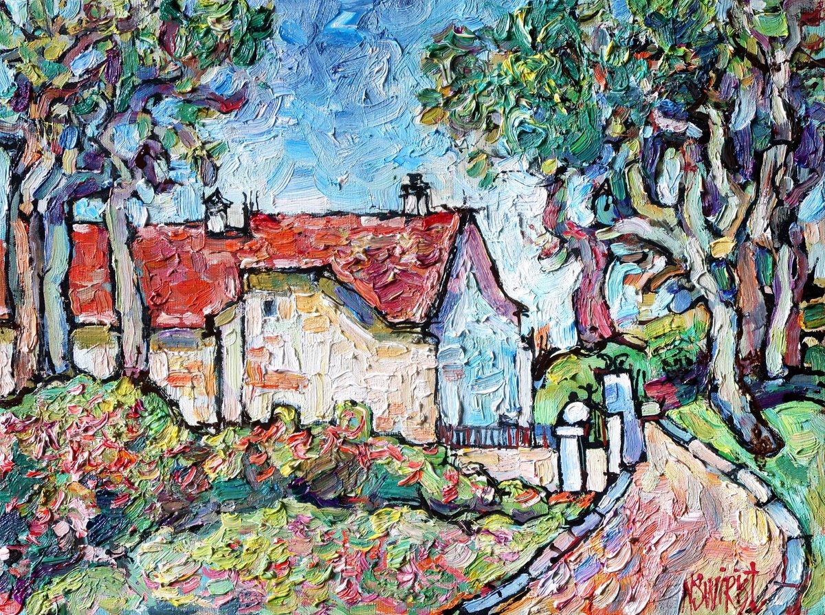 Impressionistic Cityscapes Oil Painting By Nikifor Swiristuhin, 16 X 12", Favorite Turn., Original Artwork