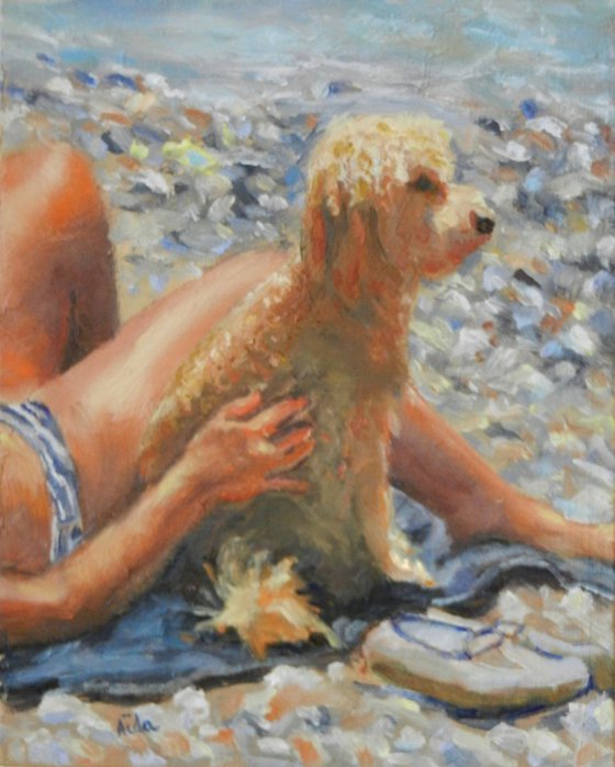 Poodle at the Beach - SOLD