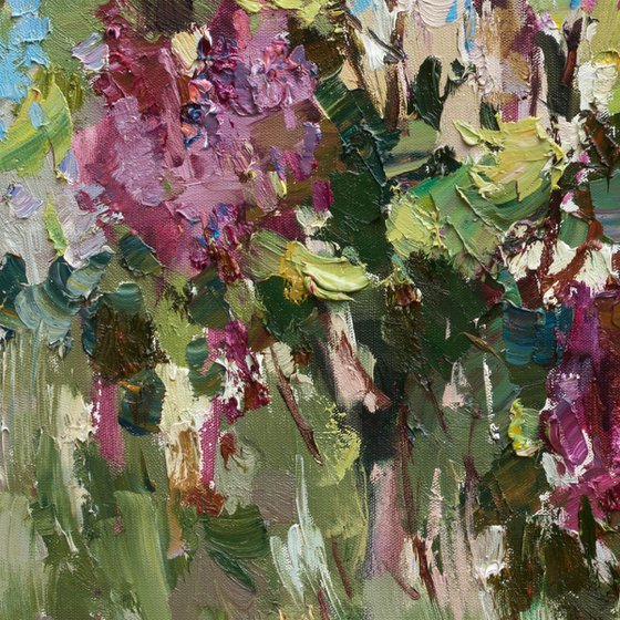 Blooming lilacs - Original oil painting