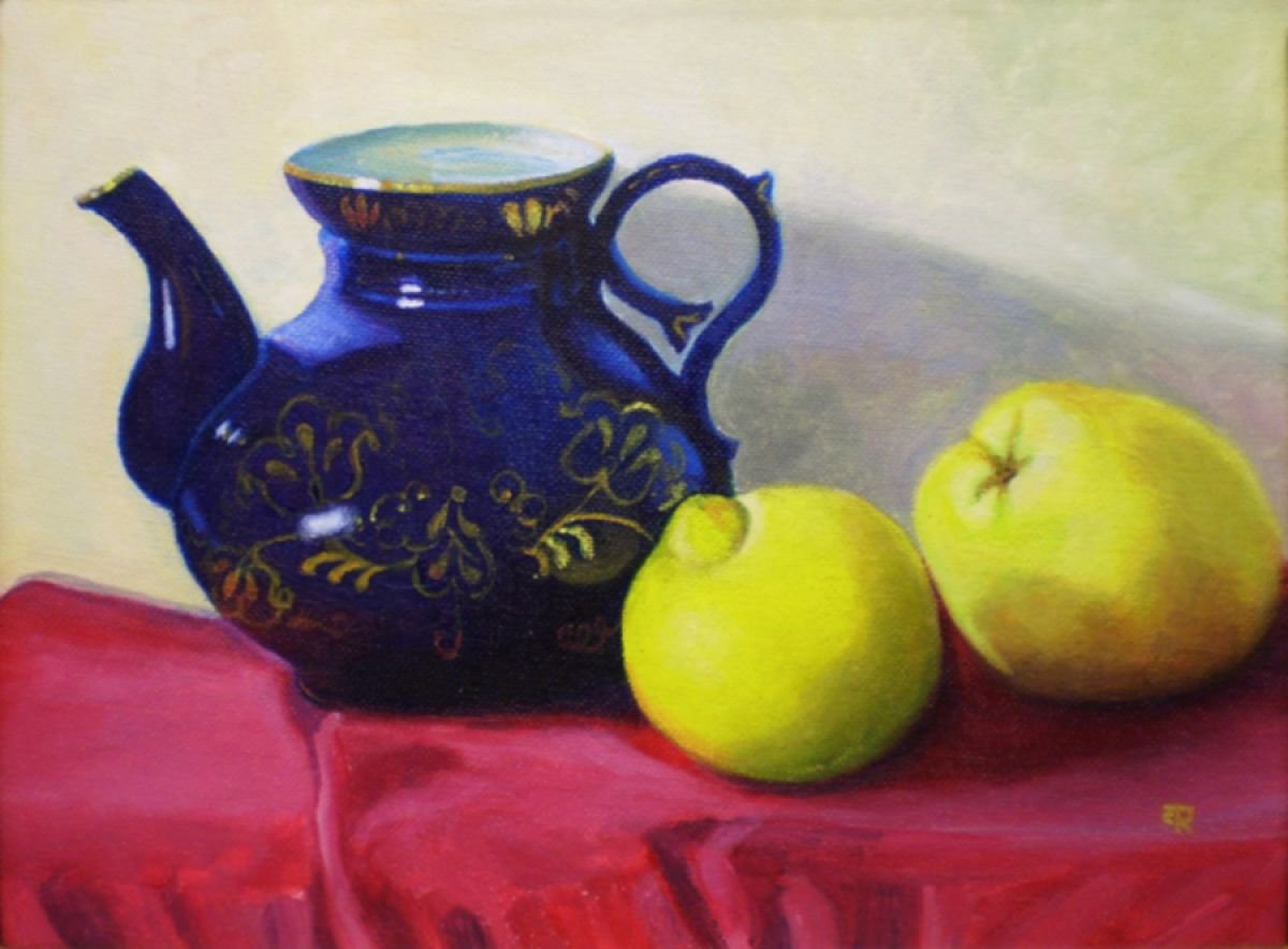 Teapot and Fruits by Tatiana Roulin