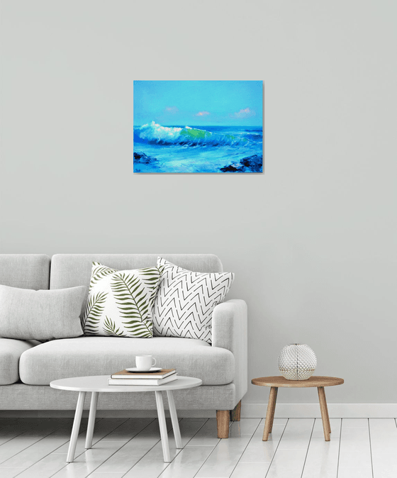 Seascape with transparent wave