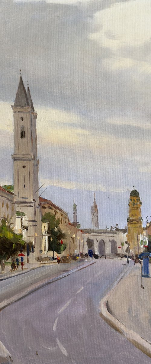 Munich View of the Odeonplatz by Evgeniia Mekhova