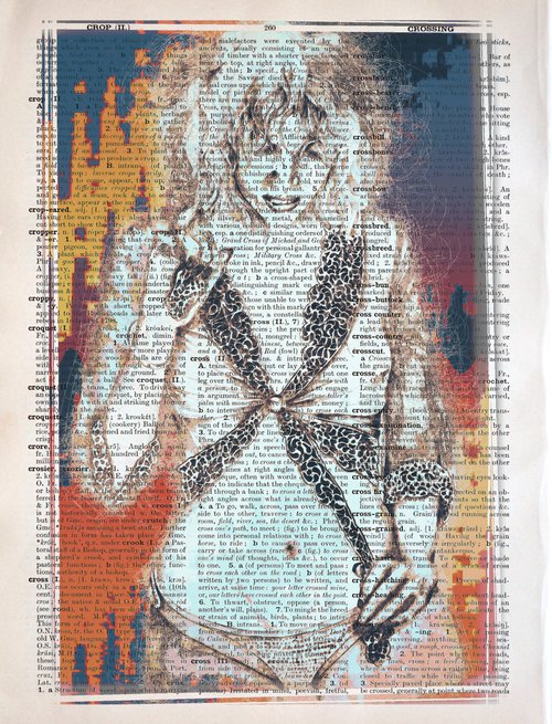 After Bath - Collage Art on Large Real English Dictionary Vintage Book Page by Jakub DK - JAKUB D KRZEWNIAK