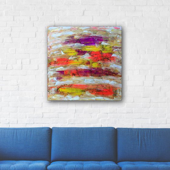 "Hot For Teacher" - FREE USA SHIPPING - Original PMS Abstract Acrylic Painting On Canvas - 30" x 30"