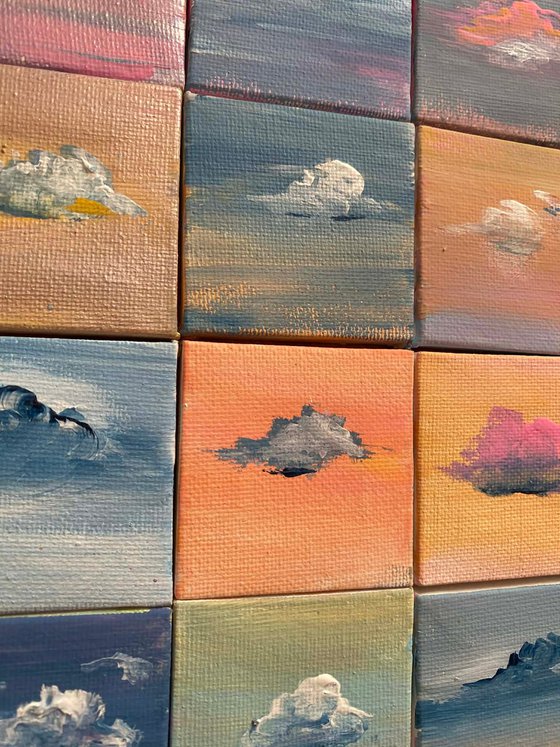 16-Piece Cloud Original Mini Paintings