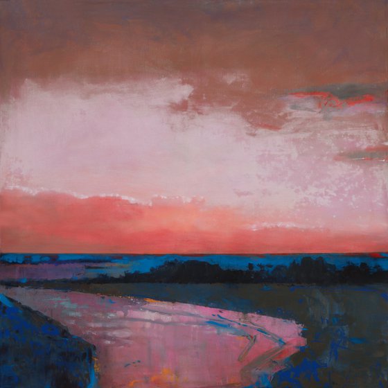 Sunset on the estuary 30x30 inch 76x76cm by Bo Kravchenko