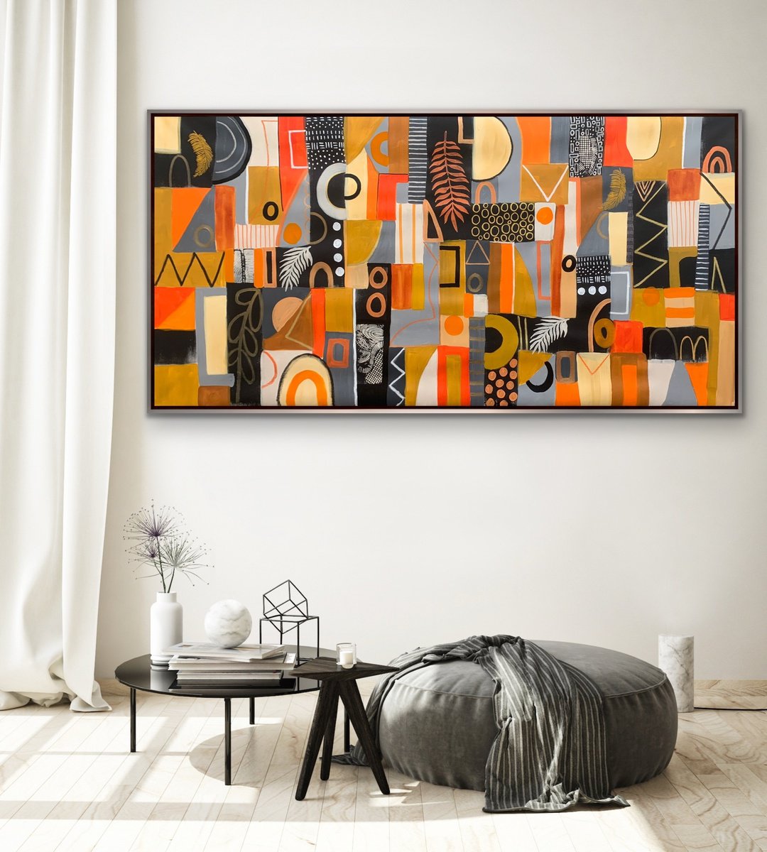 Organic Abstract Acrylic Painting By Rashna Hackett, 72 X 37", A Spring Evening, Original Artwork