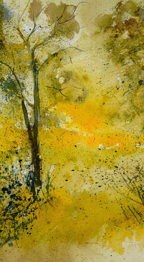Autumn light - watercolor by Pol Henry Ledent