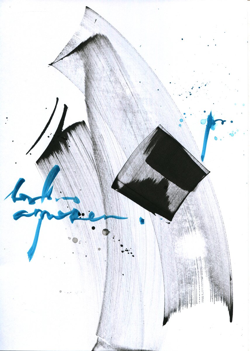 Signs n.4 original abstract calligraphy artwork by Ksenia Selianko