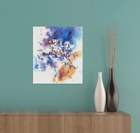 Original watercolor painting "Thousand Shades of Hydrangea Flowers"