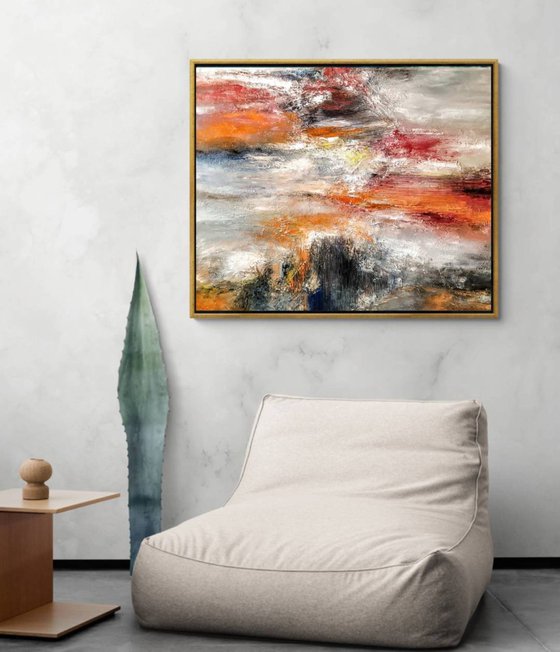 Sunset 120x100cm Abstract Textured Painting