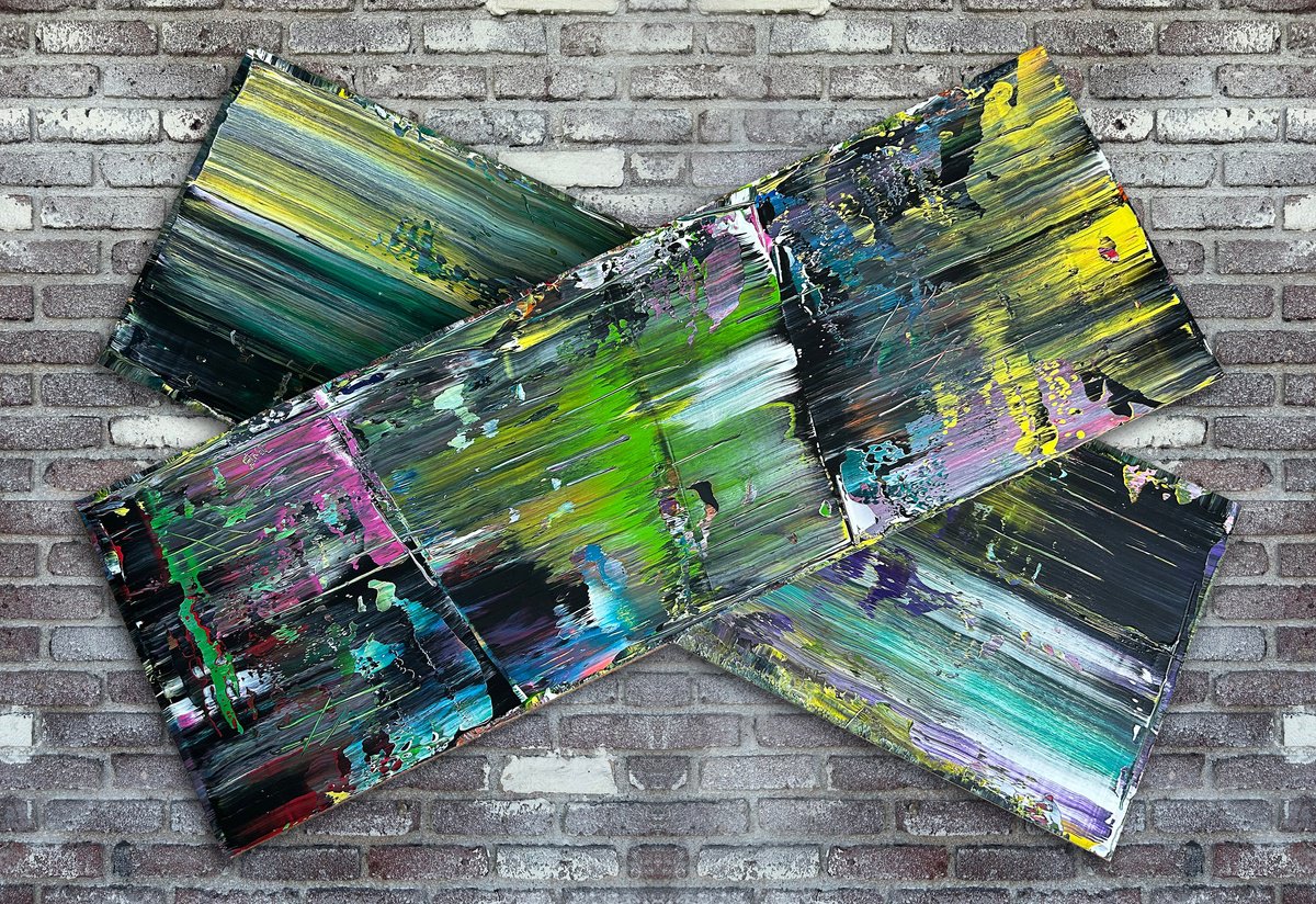 Geometric Abstract Painting By Preston M. Smith (Pms), 51 X 35", "X-Factor", Original Artwork