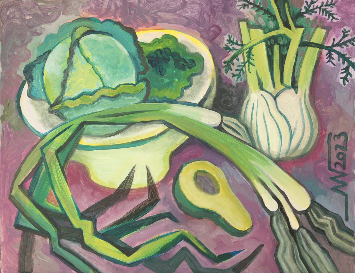 Still Life Acrylic Painting By Marina Gorkaeva, 20 X 16", In The Kitchen, Original Artwork