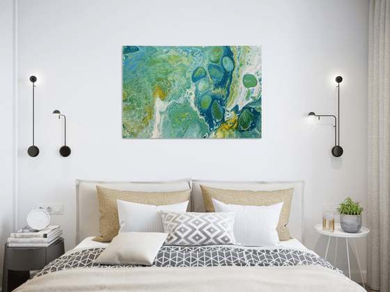Large Abstract Acrylic pour painting 92 x 61cm