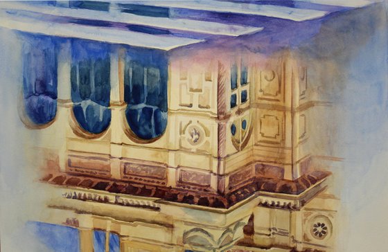 Vienna State Opera watercolor painting