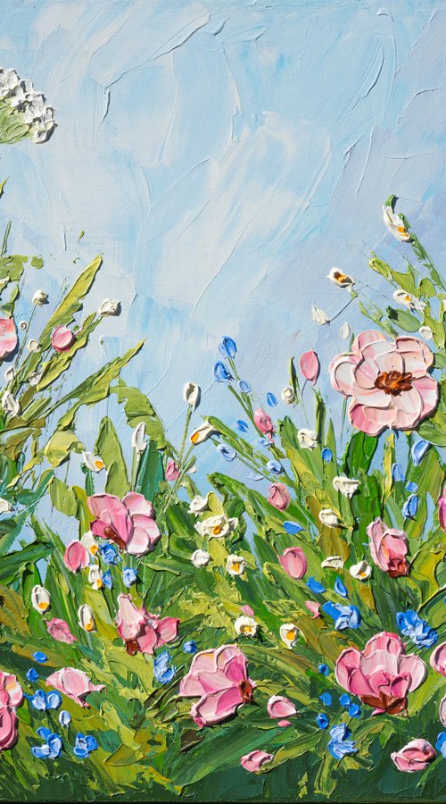 Flowers after the rain - Impasto Painting by Olga Tkachyk