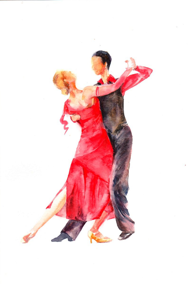 Impressionistic Watercolour , Ballroom Dancing By Anjana Cawdell, 8 X 11, Artwork For Sale On Artfinder