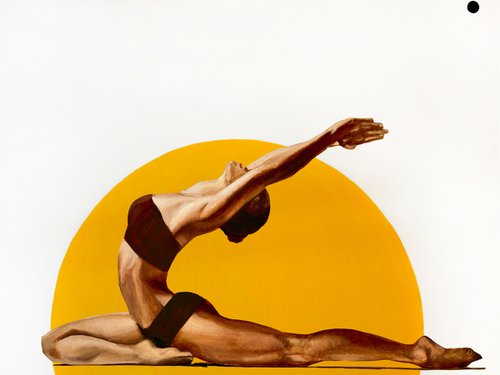 Limited edition 1/10 Golden yoga on yellow by Anastassia Markovskaya