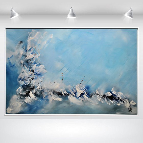 Waterworld  - Abstract Art - Acrylic Painting - Canvas Art - Framed Painting - Abstract Sea Painting - Ready to Hang