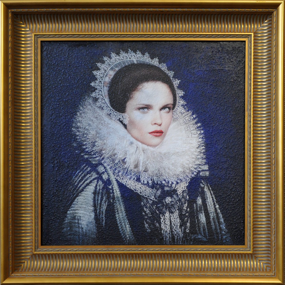 Portrait Painting By Karin Vermeer, 22 X 22", Femme Jeanne (Van Ravesteyn), Original Artwork