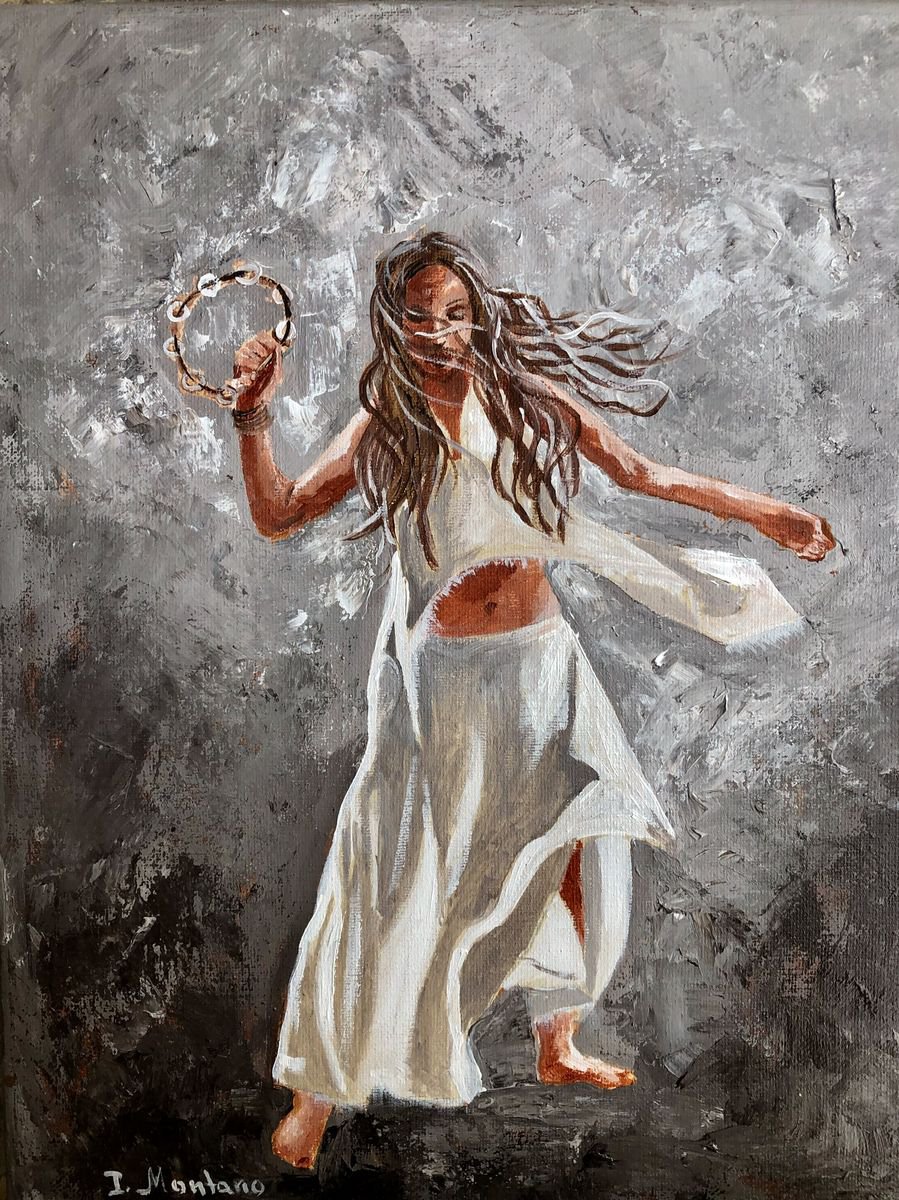 Impressionistic Portrait Acrylic Painting By Inna Montano, 11 X 14, Free Spirit, Original Artwork