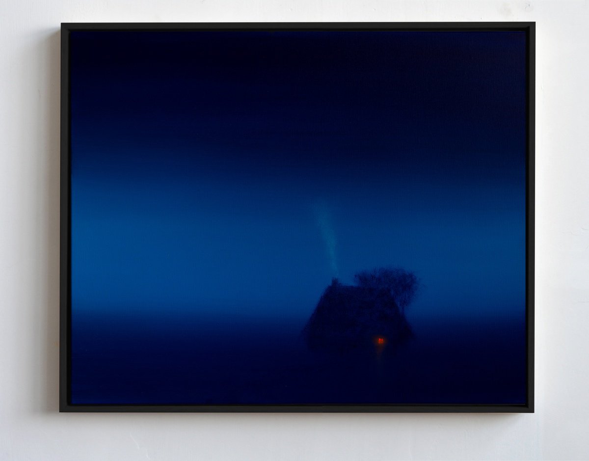 Naive Landscape Acrylic Painting By Bohdan Katolyk, 24 X 20, House Warm, Original Artwork