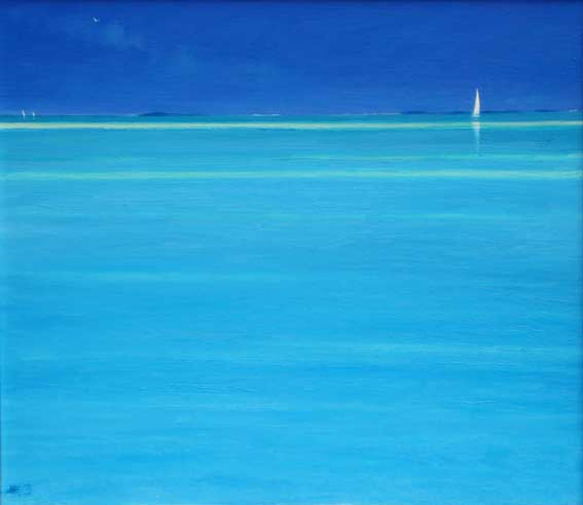 Impressionistic Landscape Oil Painting By Derek Hare, 34 X 30, Off Whale Cay, Abaco, Original Artwork