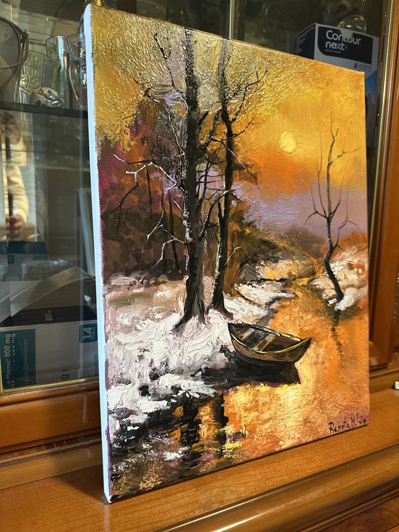 " Winter Sunrise with Boat "