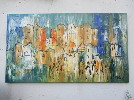 mediterrian citylife xl Acrylpainting 31,4 x 55,2 inch