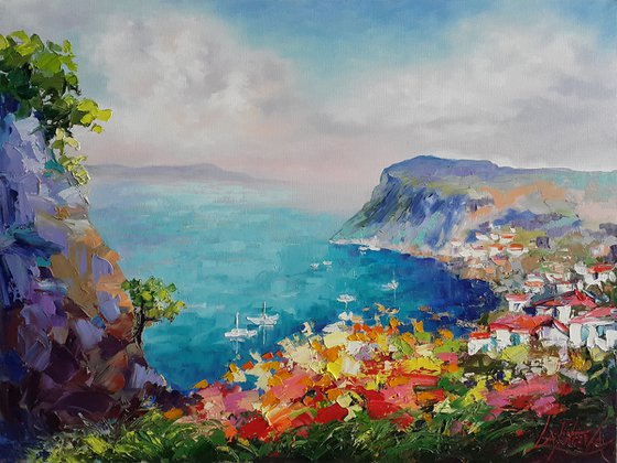 Blooming Сapri, Painting Italian landscape